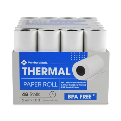 THERMAL RECEIPT PAPER ROLLS, 2 1/4" X 50', 48 ROLLS