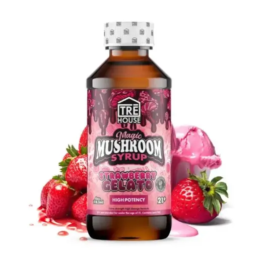 [Q-4359-02] TRE HOUSE MAGIC MUSHROOM SYRUP 4oz 6PK a Box (Strawberry Gelato)