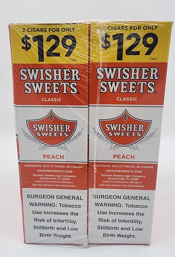 [Q-3645-01] SWISHER SWEET 2/1.29 30/2PK  (Sweet Peach)