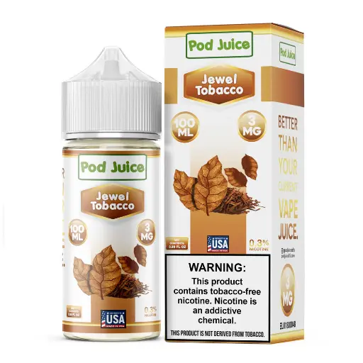 [Q-3097-01] POD JUICE TOBACCO 100ML (3MG, Jewel Tobacco)