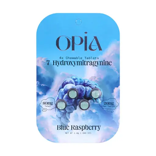 [Q-3022-01] OPIA 7-HYDROXYMITRAGYNINE 4 TABLETS 20MG PER TABLET BOX OF 10 (Blue Raspberry)