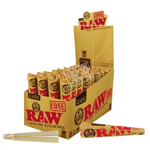 [Q-3190-01] RAW CONE PRE-ROLLES 32CT  (ORGANIC KING SIZE 3PK)