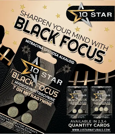 [Q-1000-01] 10 Star Tablet 20MG per Tablet 7- Hydroxy 12PK (Black Focus)