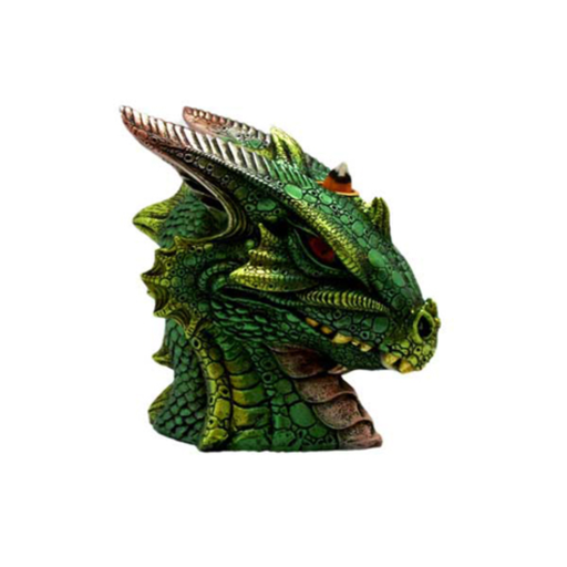 [Q-1939-17] FANTASY GIFT INCENSE BURNER  (BIG GREEN DRAGON BUST BACK FLOW)