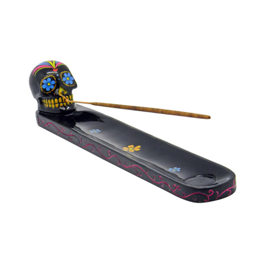 [Q-1939-05] FANTASY GIFT INCENSE BURNER  (DAY OF THE DEAD/SUGAR SKULL BLACK)