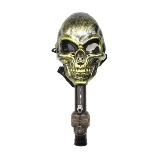 [Q-2064-02] GAS MASK WATER PIPE  (GOLD SKULL)