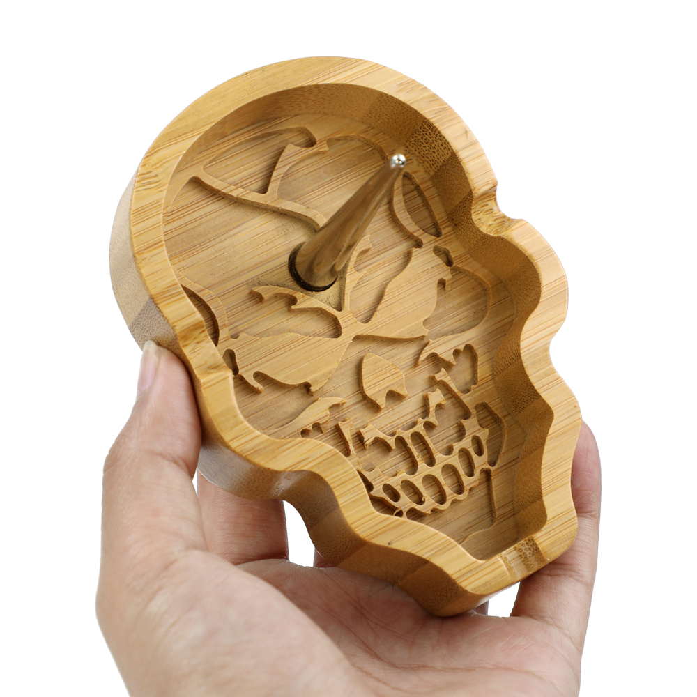 Ashtray Wood Skull Shape 2pk