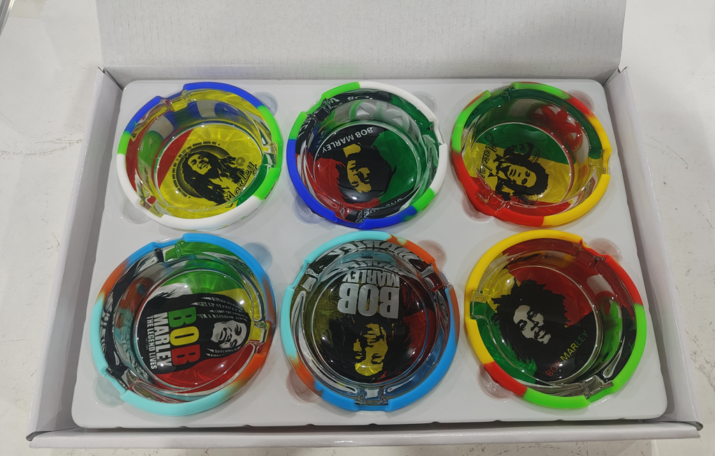 Ashtray Glass 6ct Assorted Designs