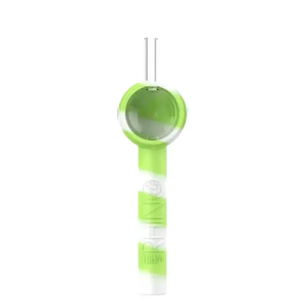 [Q-4024] WHITE RHINO HANDPIPE TO STRAW GLOW IN THE DARK  (GREEN WHITE)