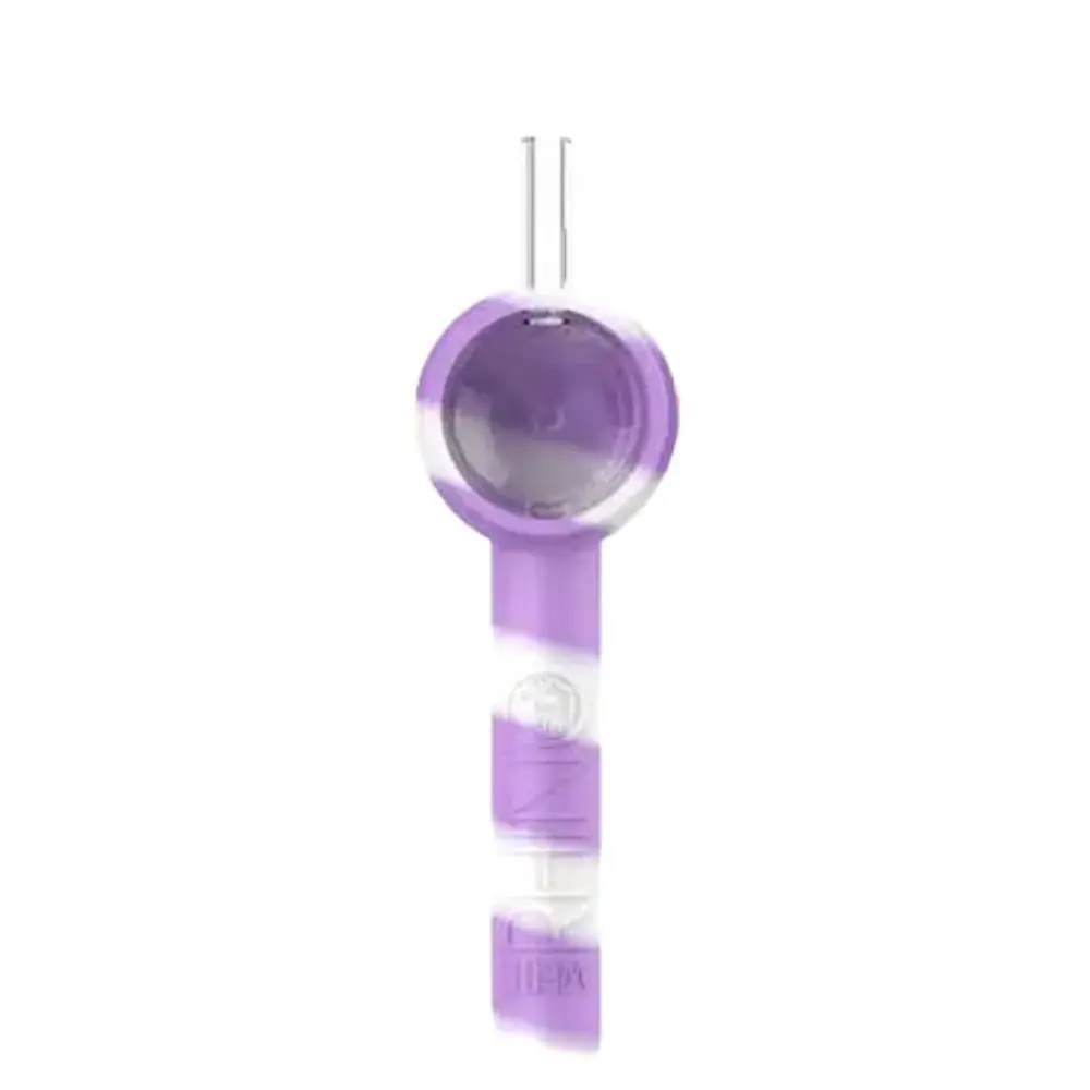 [Q-4026] WHITE RHINO HANDPIPE TO STRAW GLOW IN THE DARK  (PURPLE WHITE)