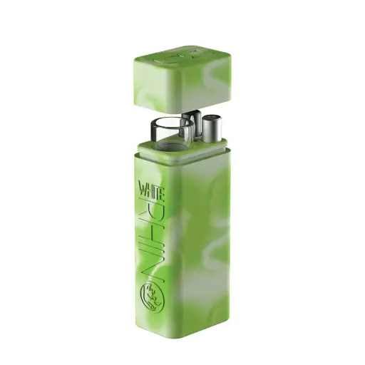 [Q-4039] WHITE RHINO SILICONE DUGOUT GLOW IN THE DARK  (Green White)