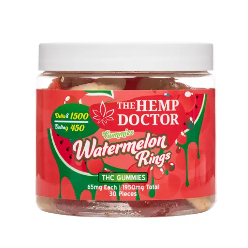 [Q-4253-05] HEMP DOCTOR 1950mg 30ct Gummy Jar DELTA-8 DELTA-9 (Watermelon Rings)