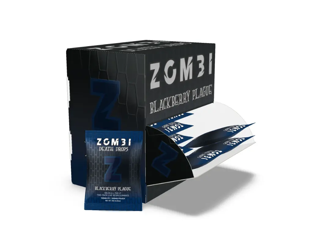 ZOMBI Death Drop Gummies 9000mg 30pk display THC-P