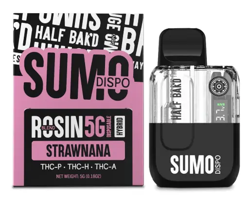 [T-1244-05] Half Bak’d -SUMO Live Rosin Disposable 5G THC-P, THCH, and THCA (Strawnana)