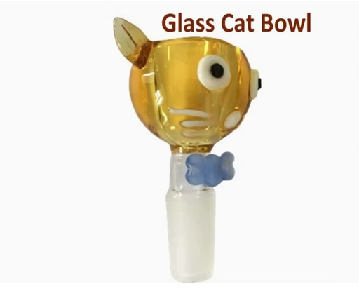 [Q-4278-03] BOWL HEAD GLASS  (CUTE CAT)