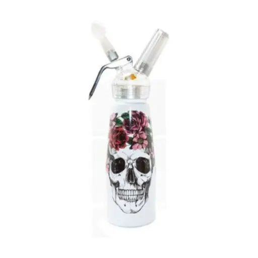 [Q-4295-02] SB 1 PINT ALUMINUM BODY WHIPPED CREAM DISPENSER   (FLORAL SKULL)