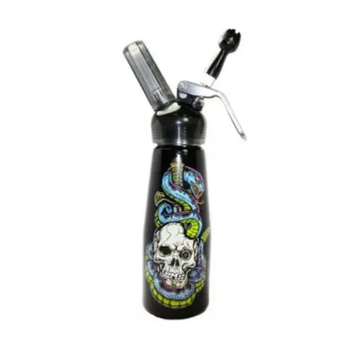 [Q-4295-03] SB 1 PINT ALUMINUM BODY WHIPPED CREAM DISPENSER   (SKULL AND SNAKE)