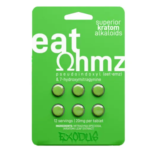 [Q-1784-02] EAT OHMZ (7-HYDROXYMITRAGYNINE) KRATOM Capsules (Lime Green 6CT 120MG 6PK)