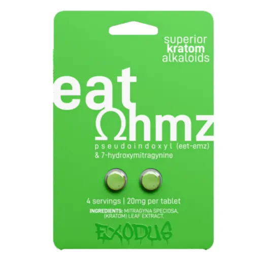 [Q-1784-03] EAT OHMZ (7-HYDROXYMITRAGYNINE) KRATOM Capsules (Lime Green 2CT 40MG 20PK)