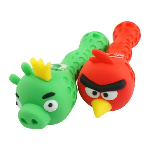 [Q-4339-02] SILICONE HAND PIPE   (ANGRY BIRD)