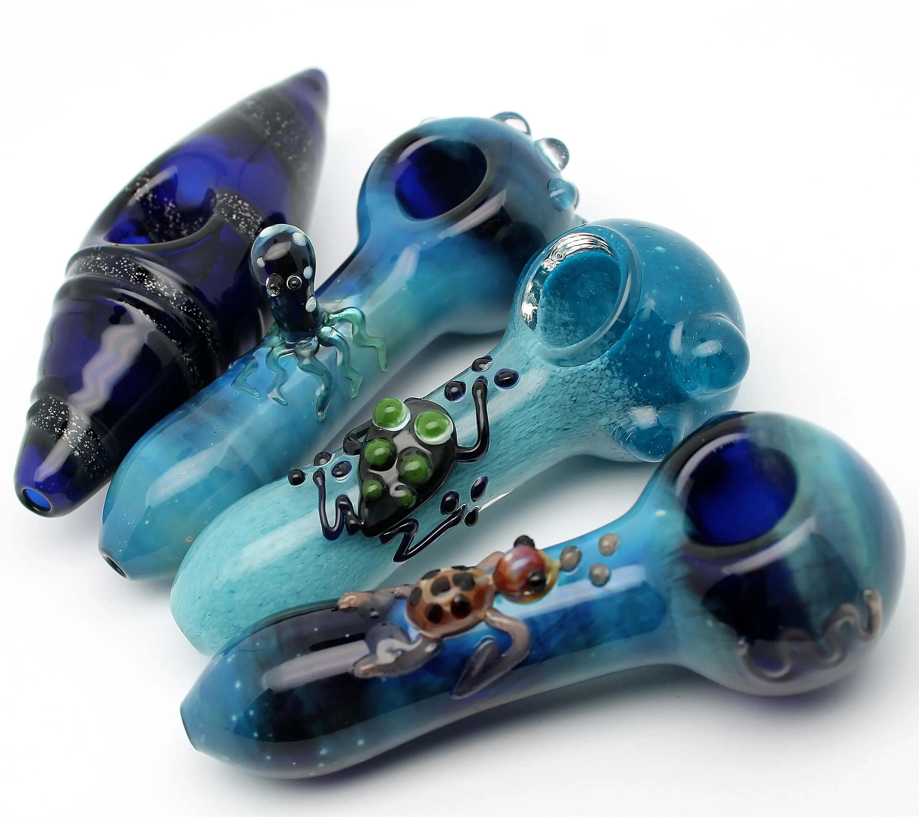 [Q-2403] HAND PIPE 4 (CLEAR OCEAN COLOR)