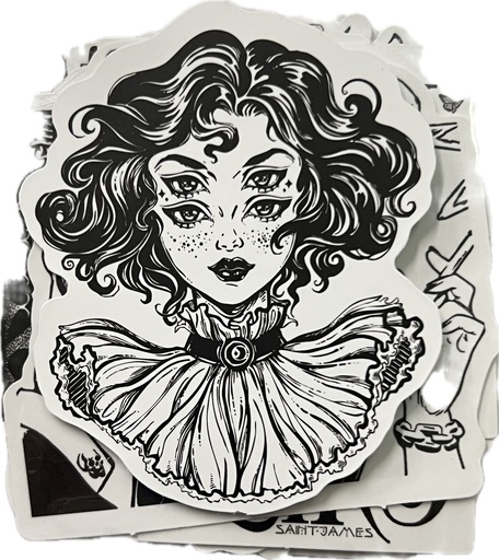 [Q-4231-11] STICKERS 50PCS PACK (4 EYED LADY)