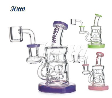 WATER PIPE 5.8 inches with Golden Hittn logo with14mm quartz banger pink, green, purple