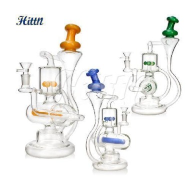 12.2 inches Big size recycler oil rig Base diameter: 4.2 inches inline perc+flower perc with 14mm bowl yellow, blue, green no logo