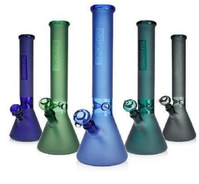 WATER PIPE 16 inches Sandblasted beaker Diamond GLASS ASSORTED COLOR