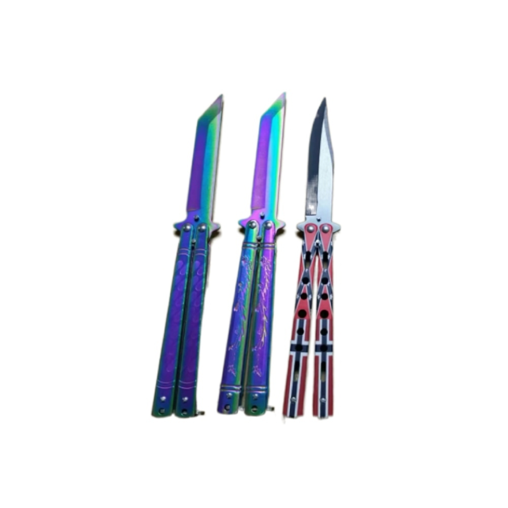 [Q-1703] DEFENSE KNIFE BUTTERFLY STYLE (Rainbow)