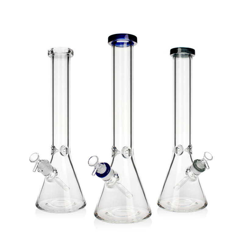 WATER PIPE 15" CLASSIC 50*7MM THICK GLASS BEAKER BASE MIXED COLOURS