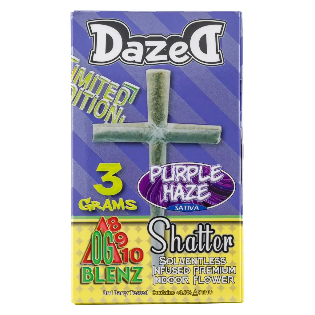 Dazed THC OG Blenz 3G Cross PreRoll Purple Haze SATIVA