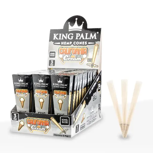 [Q-4566-02] KING PALM HEMP CONES KING SZ 3PK  (CALIFORNIA CREAM)