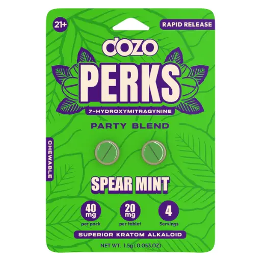 [Q-4568-01] DOZO PERKS 2CT 7-HYDROXYMITRAGYNINE (SPEAR MINT | PARTY BLEND)