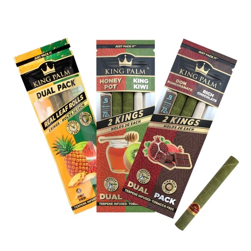 [Q-4567-02] KING PALM DUAL PACK 2PK 20CT  (PINE DRIP & WATERMELON WAVE)