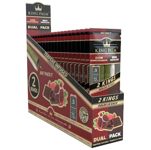 [Q-4567-03] KING PALM DUAL PACK 2PK 20CT  (RICH CHOCOLATE & DON POMEGRANATE)