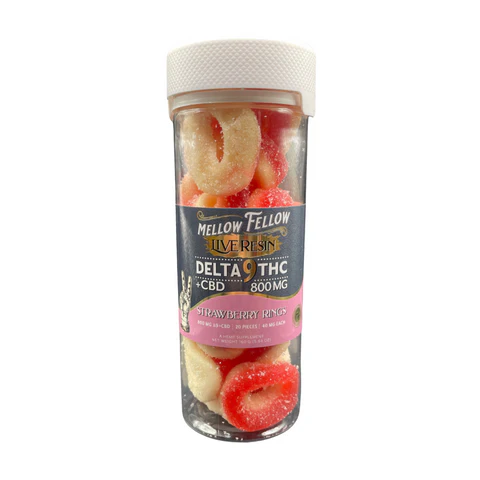 [Q-4586-02] Mellow Fellow Delta 9 Live Resin 20ct Gummies  (Strawberry Rings)