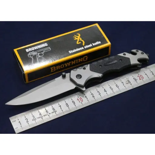 [Q-1695] DEFENSE KNIFE BROWNING BRAND   (BLACK METAL AND BOTTLE OPENER)