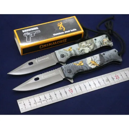 [Q-1697] DEFENSE KNIFE BROWNING BRAND   (ROPE AND FOREST ART)