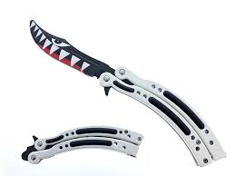 [Q-4460] Defense Knife  (ButterFly Curve Skull Design)