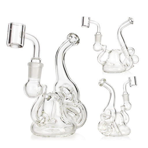 [Q-4654-02] Waterpipe Recycler Oil Rig with a quartz banger (MINI 5")