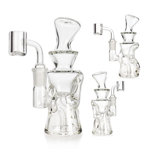 [Q-4654-03] Waterpipe Recycler Oil Rig with a quartz banger (MINI 6")