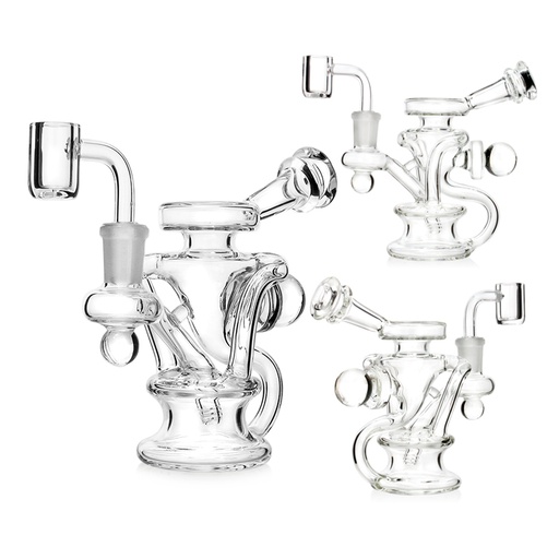 [Q-4654-04] Waterpipe Recycler Oil Rig with a quartz banger (5" TELESCOPE MOUTH)