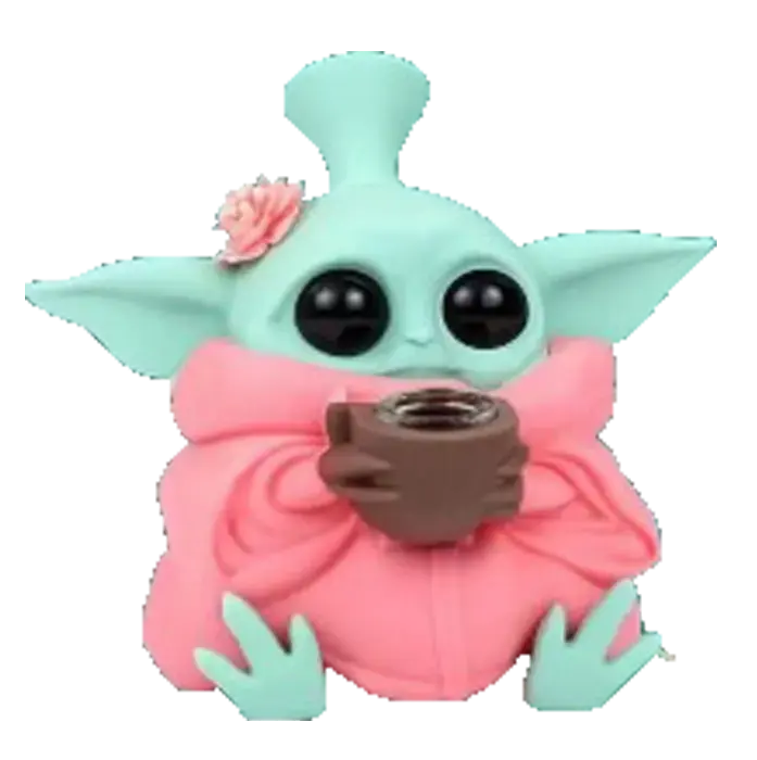 [Q-3362-03] SILICONE BABY YODA - ASSORTED DESIGN (Pink With Flower)