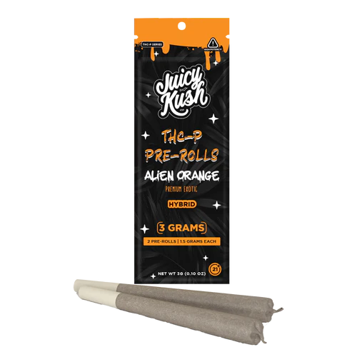 [Q-4708-01] Juicy Kush THC-P Pre-Rolls 3G (2ct) Premium Exotic  5ct display  (Alien Orange)