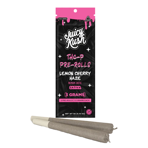 [Q-4708-06] Juicy Kush THC-P Pre-Rolls 3G (2ct) Premium Exotic  5ct display  (Lemon Cherry Haze)