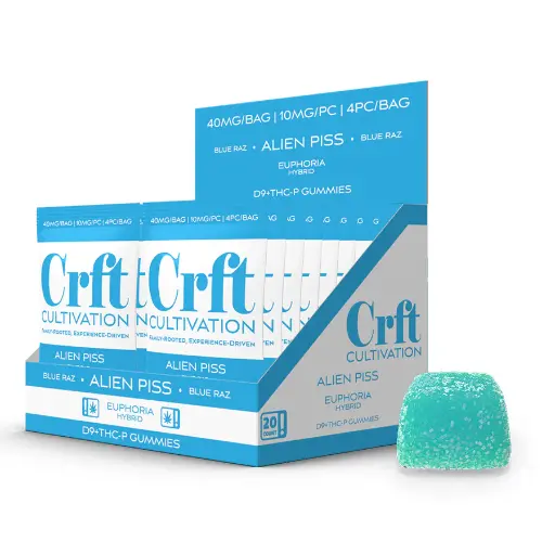 [Q-4728-01] Crft Cultivation  Gummies 5MG D9+5MG THC-P 20Count (Alien Piss)