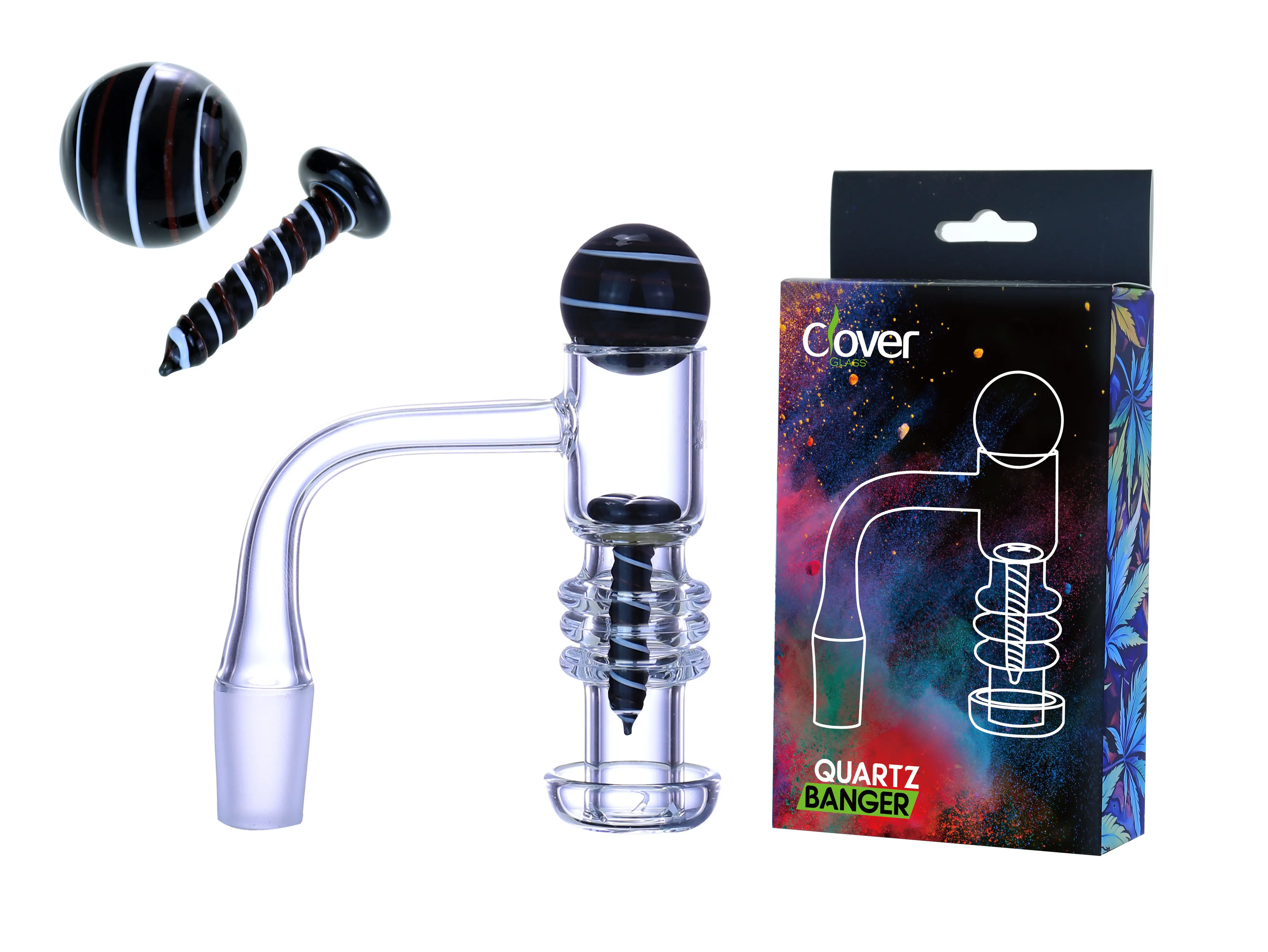 [Q-4844-02] Clover Glass Quartz Terp Slurper Banger Kit 14MM (Design 2 #467)