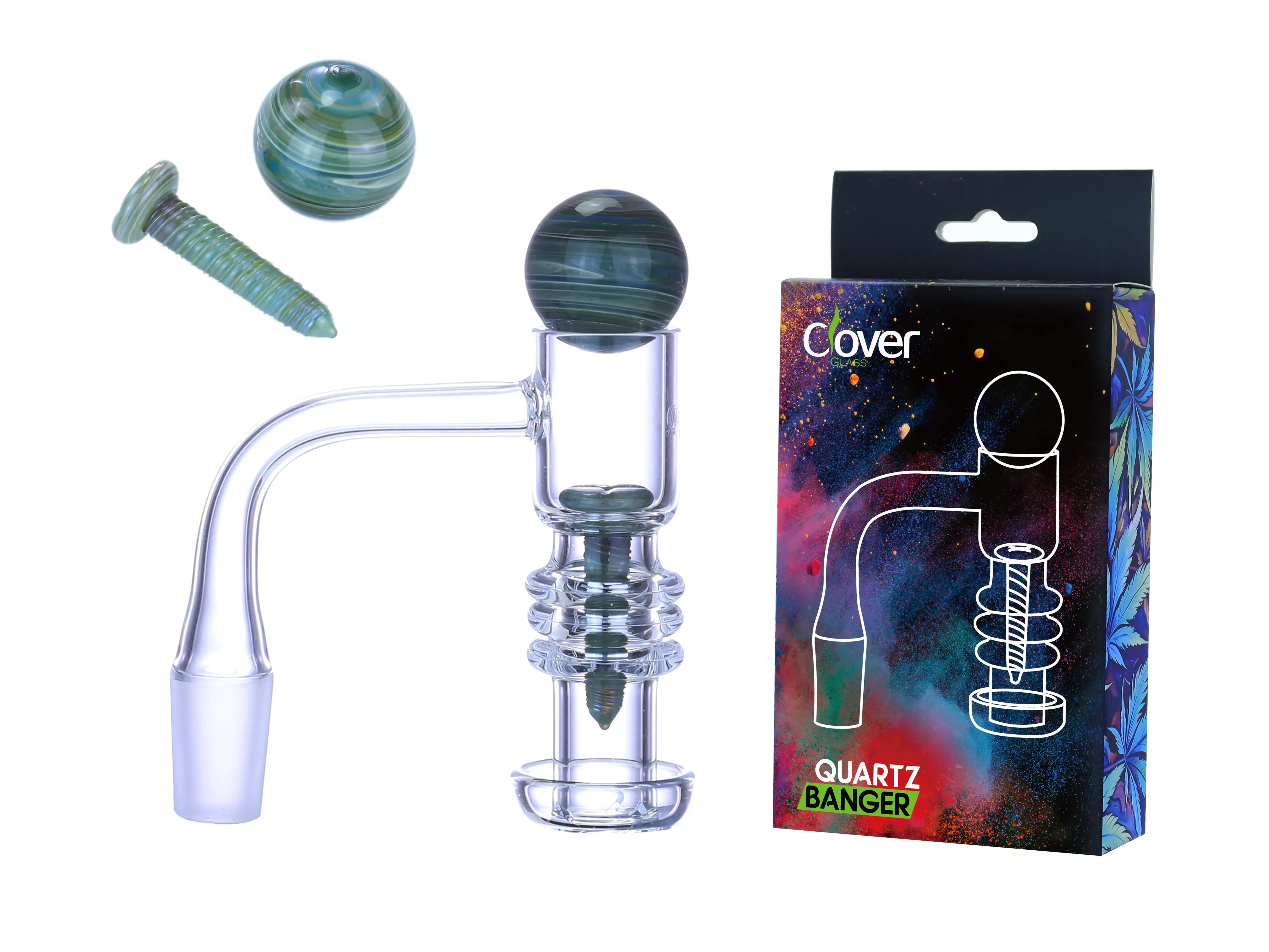 [Q-4844-06] Clover Glass Quartz Terp Slurper Banger Kit 14MM (Design 6 #471)