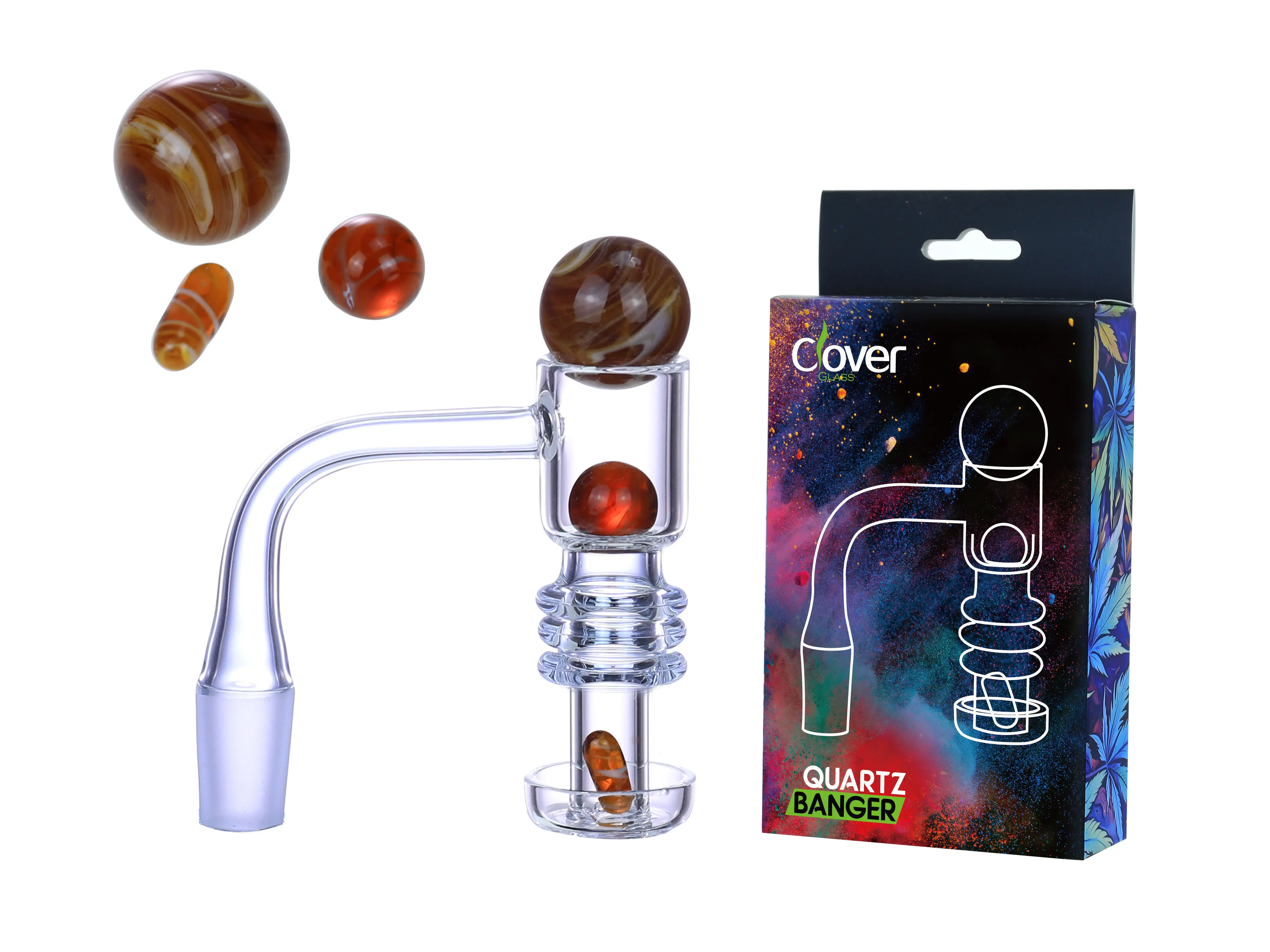 [Q-4844-07] Clover Glass Quartz Terp Slurper Banger Kit 14MM (Design 7 #472)